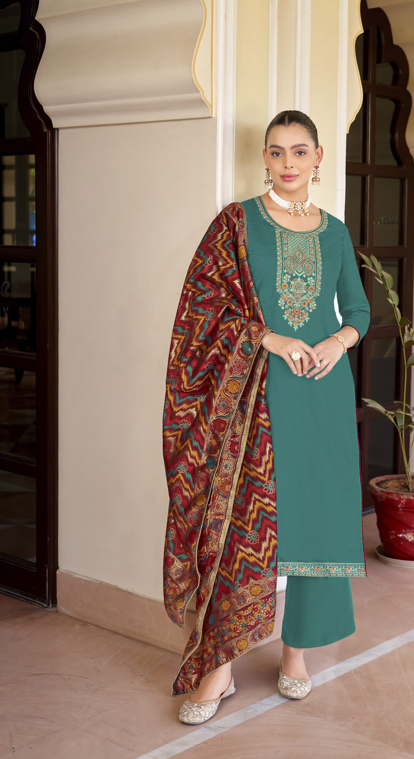 Pure Zam Cotton Firozi Colour Suit